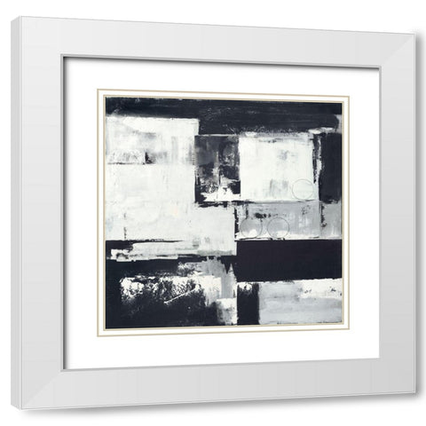 Circles on Black-White II White Modern Wood Framed Art Print with Double Matting by Sedalia, David