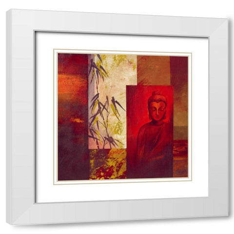 Buddha I White Modern Wood Framed Art Print with Double Matting by Verbeek-Van Den Broek