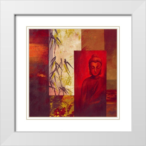 Buddha I White Modern Wood Framed Art Print with Double Matting by Verbeek-Van Den Broek