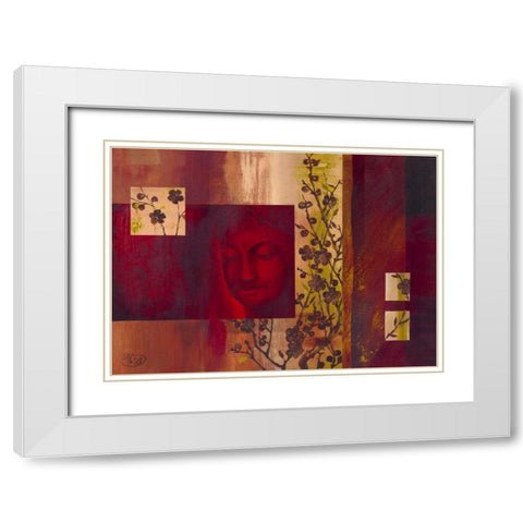 Buddha III White Modern Wood Framed Art Print with Double Matting by Verbeek-Van Den Broek