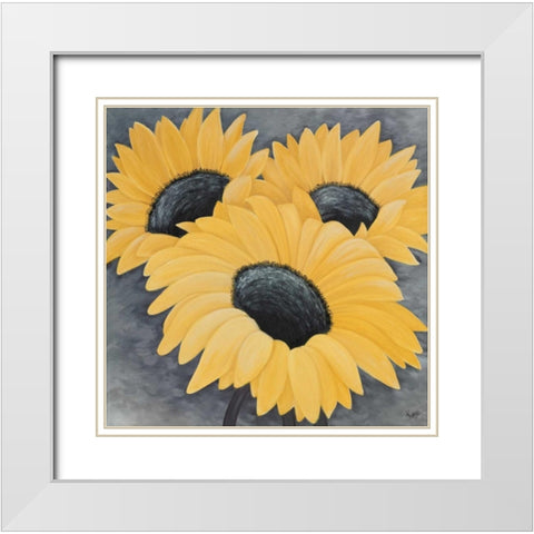 Sunflower Serenade I White Modern Wood Framed Art Print with Double Matting by Lake, Kaye