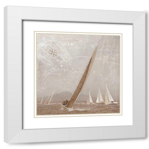 Yachting I White Modern Wood Framed Art Print with Double Matting by Gieben, Marteen