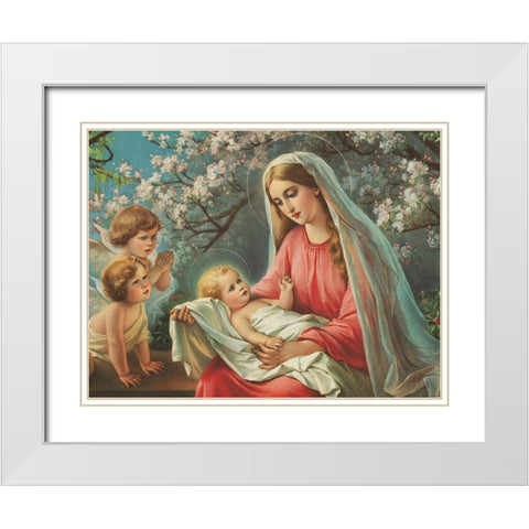 BLÃœTEN-MADONNA White Modern Wood Framed Art Print with Double Matting by Anonymous