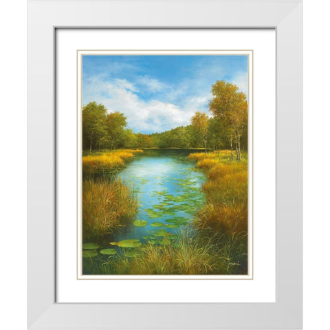 SUMMER IN MASUREN I White Modern Wood Framed Art Print with Double Matting by Fasani