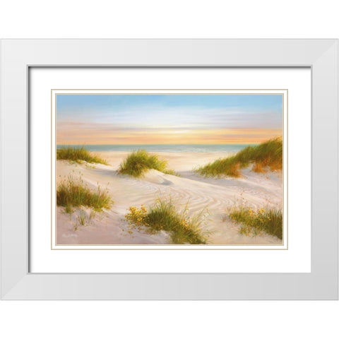 GOLDEN SUNSET I White Modern Wood Framed Art Print with Double Matting by Smith, B.