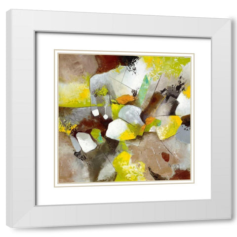 Explosion I White Modern Wood Framed Art Print with Double Matting by Krimm