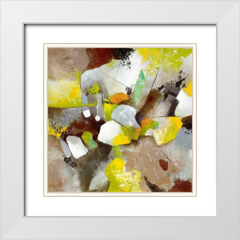 Explosion I White Modern Wood Framed Art Print with Double Matting by Krimm