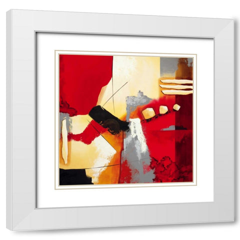 Red Composition II White Modern Wood Framed Art Print with Double Matting by Krimm