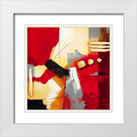 Red Composition II White Modern Wood Framed Art Print with Double Matting by Krimm