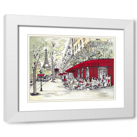Cafe De Paris White Modern Wood Framed Art Print with Double Matting by Marceau, Chloe