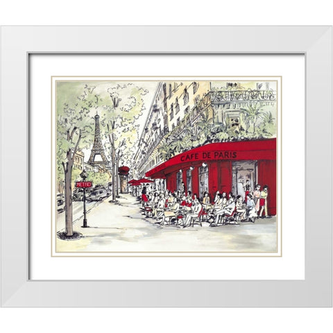 Cafe De Paris White Modern Wood Framed Art Print with Double Matting by Marceau, Chloe