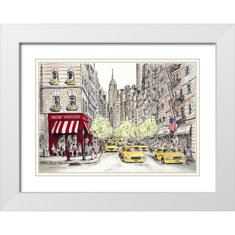 New Yorker White Modern Wood Framed Art Print with Double Matting by Marceau, Chloe