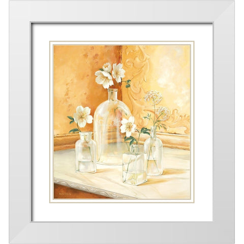 Still-Life WITH GLASSES I White Modern Wood Framed Art Print with Double Matting by v.d. Valk, Karin
