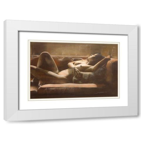 CALDE LUCI SU OLIVIA White Modern Wood Framed Art Print with Double Matting by Sgarbossa, Antonio