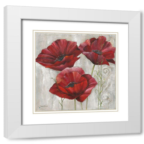 THREE POPPIES II White Modern Wood Framed Art Print with Double Matting by Withaar, Rian