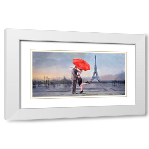 Paris Love White Modern Wood Framed Art Print with Double Matting by Tarin, Michael