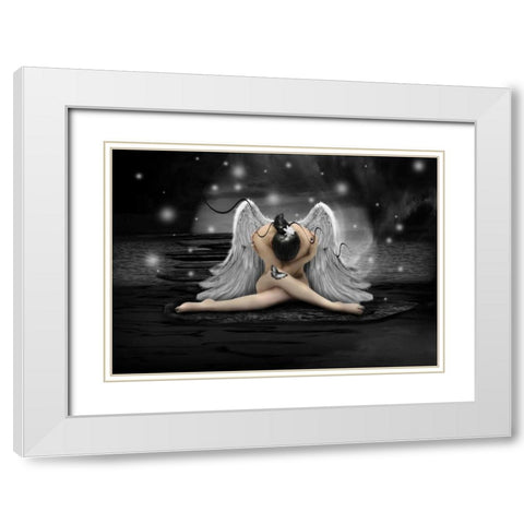 Silver Angel White Modern Wood Framed Art Print with Double Matting by Babette