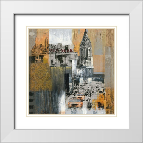 EMPIRE STATE BLDG White Modern Wood Framed Art Print with Double Matting by Pax