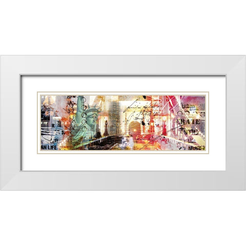 NEW YORK COLLAGE White Modern Wood Framed Art Print with Double Matting by Pax