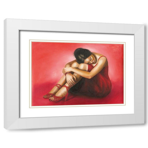 LA DONNA ROSSA White Modern Wood Framed Art Print with Double Matting by Sgarbossa+May