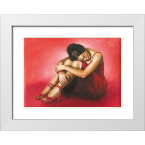 LA DONNA ROSSA White Modern Wood Framed Art Print with Double Matting by Sgarbossa+May