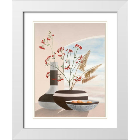 Rowan Berries I White Modern Wood Framed Art Print with Double Matting by Sedalia, David