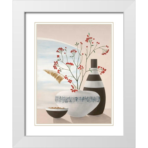 Rowan Berries II White Modern Wood Framed Art Print with Double Matting by Sedalia, David