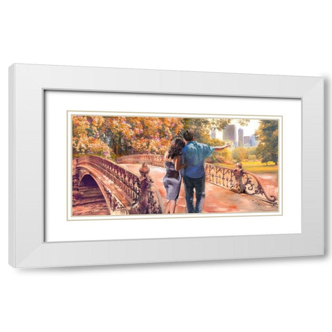 Manhattan Love White Modern Wood Framed Art Print with Double Matting by Tarin, Michael