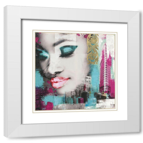 FACES NEW YORK White Modern Wood Framed Art Print with Double Matting by Pax