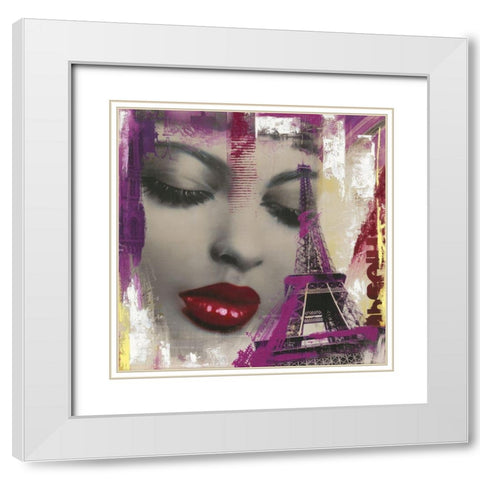 FACES PARIS White Modern Wood Framed Art Print with Double Matting by Pax