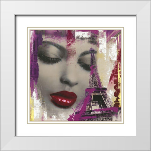 FACES PARIS White Modern Wood Framed Art Print with Double Matting by Pax