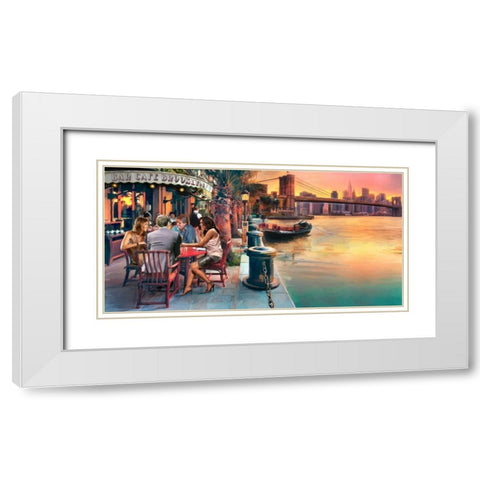 Brooklyn Cafe White Modern Wood Framed Art Print with Double Matting by Tarin, Michael