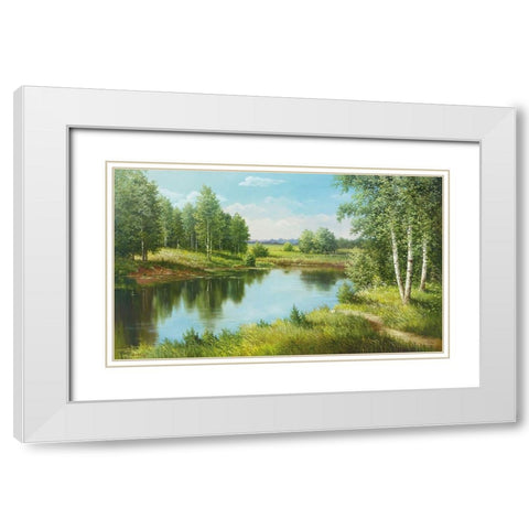THE POOL White Modern Wood Framed Art Print with Double Matting by Osipova, Svetlana
