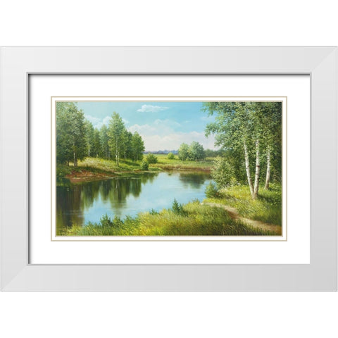 THE POOL White Modern Wood Framed Art Print with Double Matting by Osipova, Svetlana