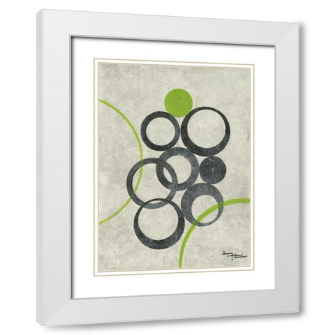 Circle Graphics II White Modern Wood Framed Art Print with Double Matting by Kikani, Umang