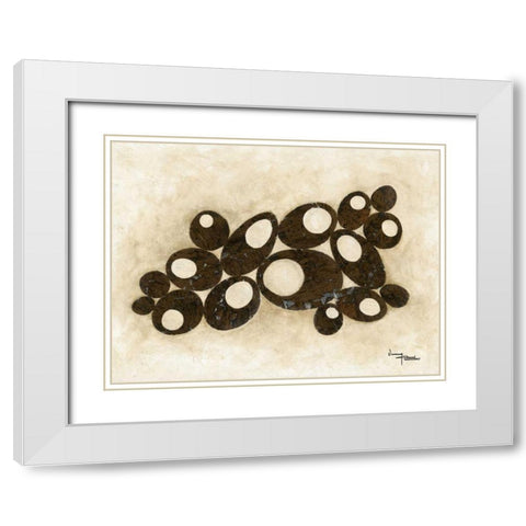 Brown Circles White Modern Wood Framed Art Print with Double Matting by Kikani, Umang