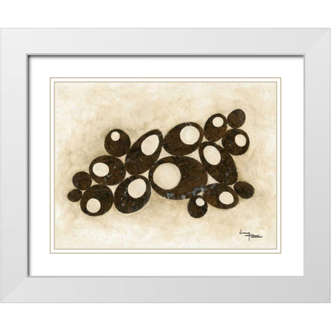 Brown Circles White Modern Wood Framed Art Print with Double Matting by Kikani, Umang