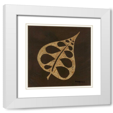 Exotic Leaf I White Modern Wood Framed Art Print with Double Matting by Kikani, Umang