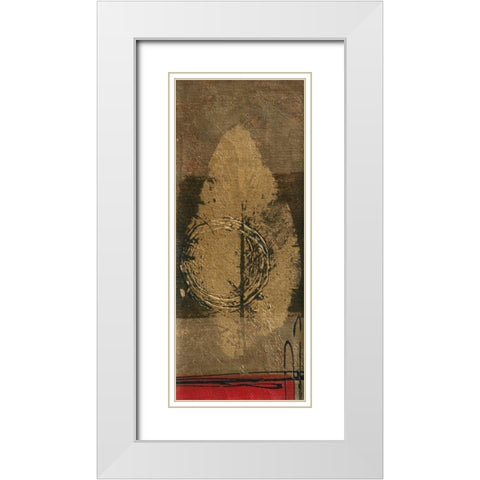 Golden Leaf I White Modern Wood Framed Art Print with Double Matting by Kikani, Umang