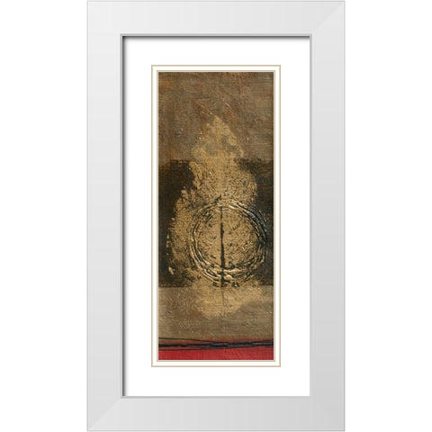 Golden Leaf II White Modern Wood Framed Art Print with Double Matting by Kikani, Umang