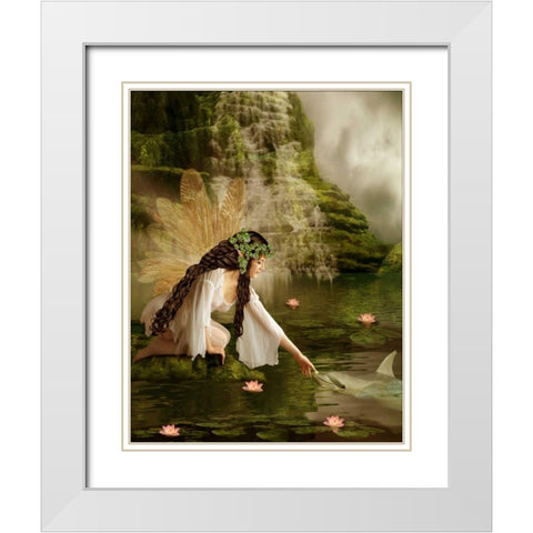Water Fairy White Modern Wood Framed Art Print with Double Matting by Babette