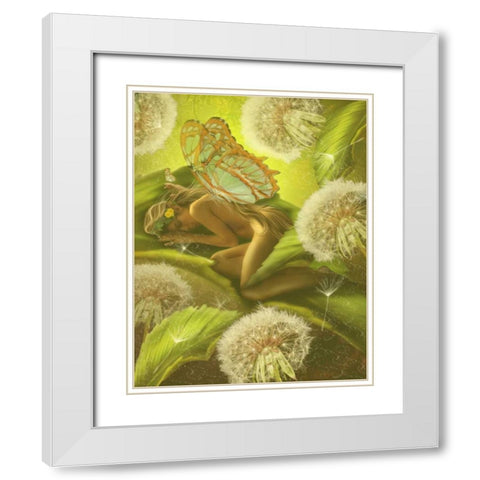 Nature Fairy White Modern Wood Framed Art Print with Double Matting by Babette