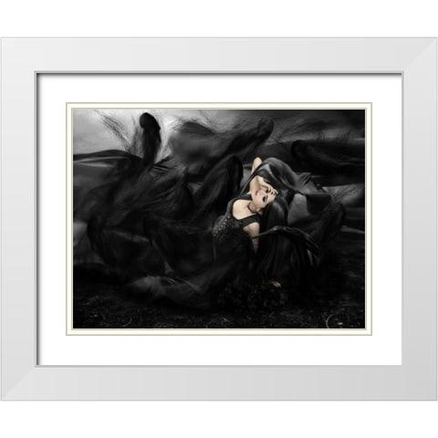 Darkness White Modern Wood Framed Art Print with Double Matting by Babette