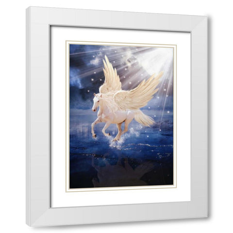 Pegasus White Modern Wood Framed Art Print with Double Matting by Babette