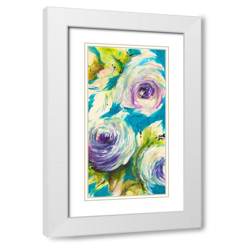 Floral ON TURQUOIS III White Modern Wood Framed Art Print with Double Matting by Ganz, Michael