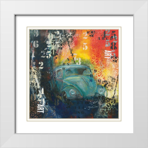 POP BEETLE White Modern Wood Framed Art Print with Double Matting by Mizo
