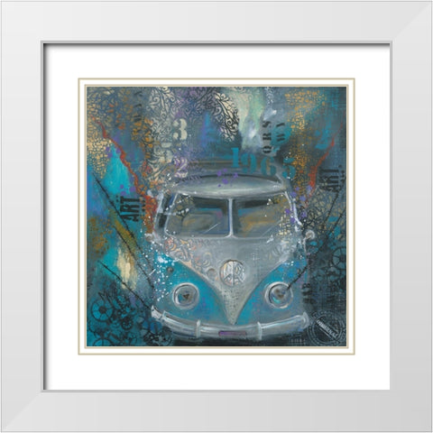 BLUE BULLY White Modern Wood Framed Art Print with Double Matting by Mizo