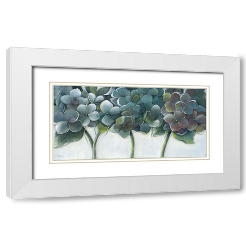 BLUE HYDRANGEAS White Modern Wood Framed Art Print with Double Matting by Withaar, Rian