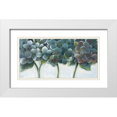 BLUE HYDRANGEAS White Modern Wood Framed Art Print with Double Matting by Withaar, Rian