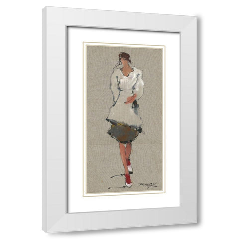 BERNICE White Modern Wood Framed Art Print with Double Matting by Shenli